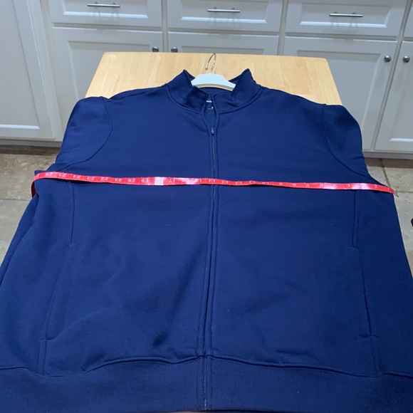 Sport-Tek size 2XL navy blue fleece zipper jacket with inside & Outside pockets. - Picture 7 of 15